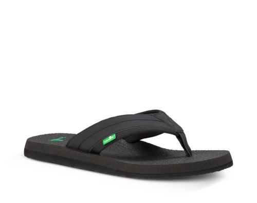 Sanuk Mens Beer Cozy 2 Black Flip Flops | HEYISF532